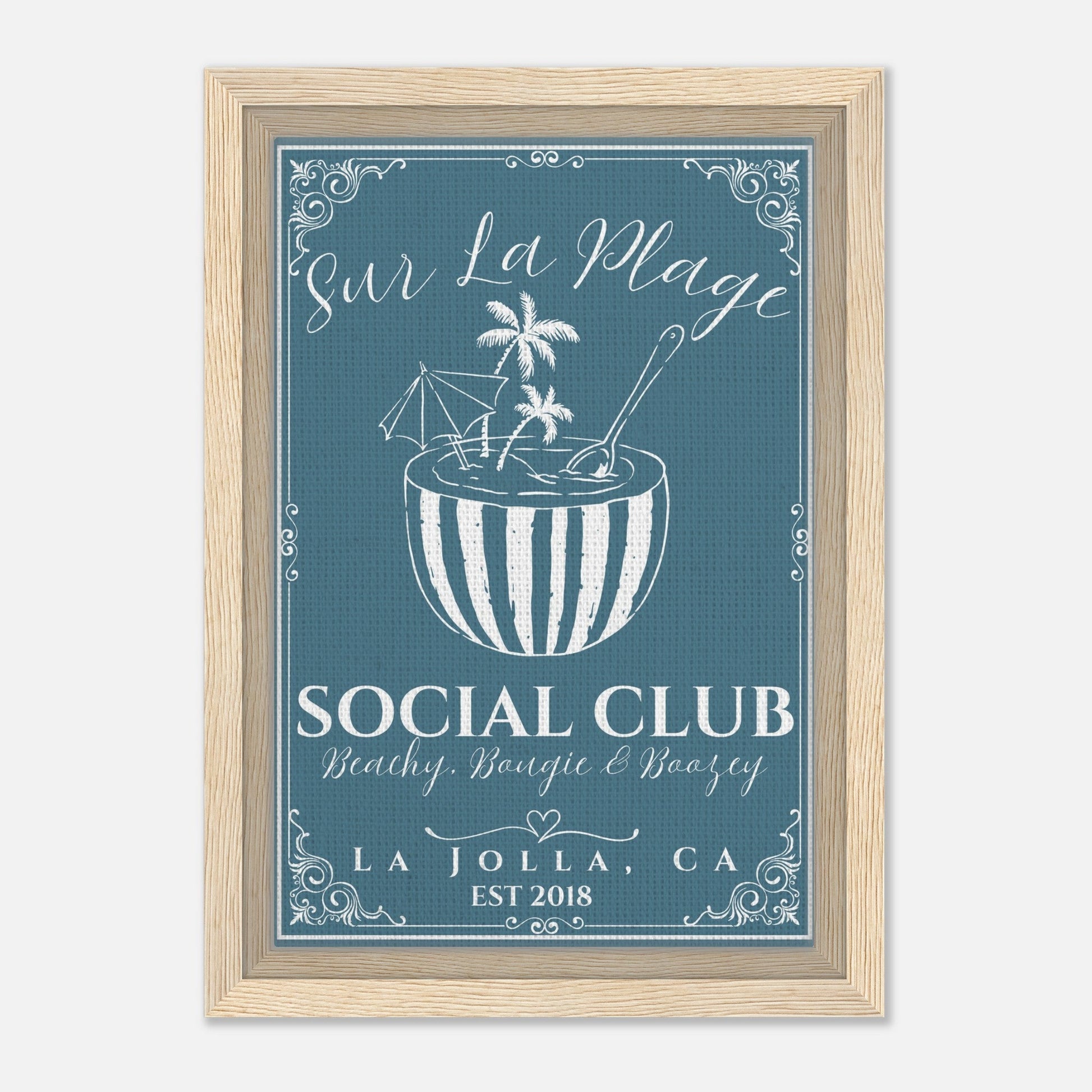 Sur La Plage Social Club Framed Canvas - Out of Office Outfitters - Print Material