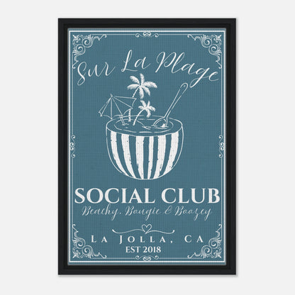 Sur La Plage Social Club Framed Canvas - Out of Office Outfitters - Print Material