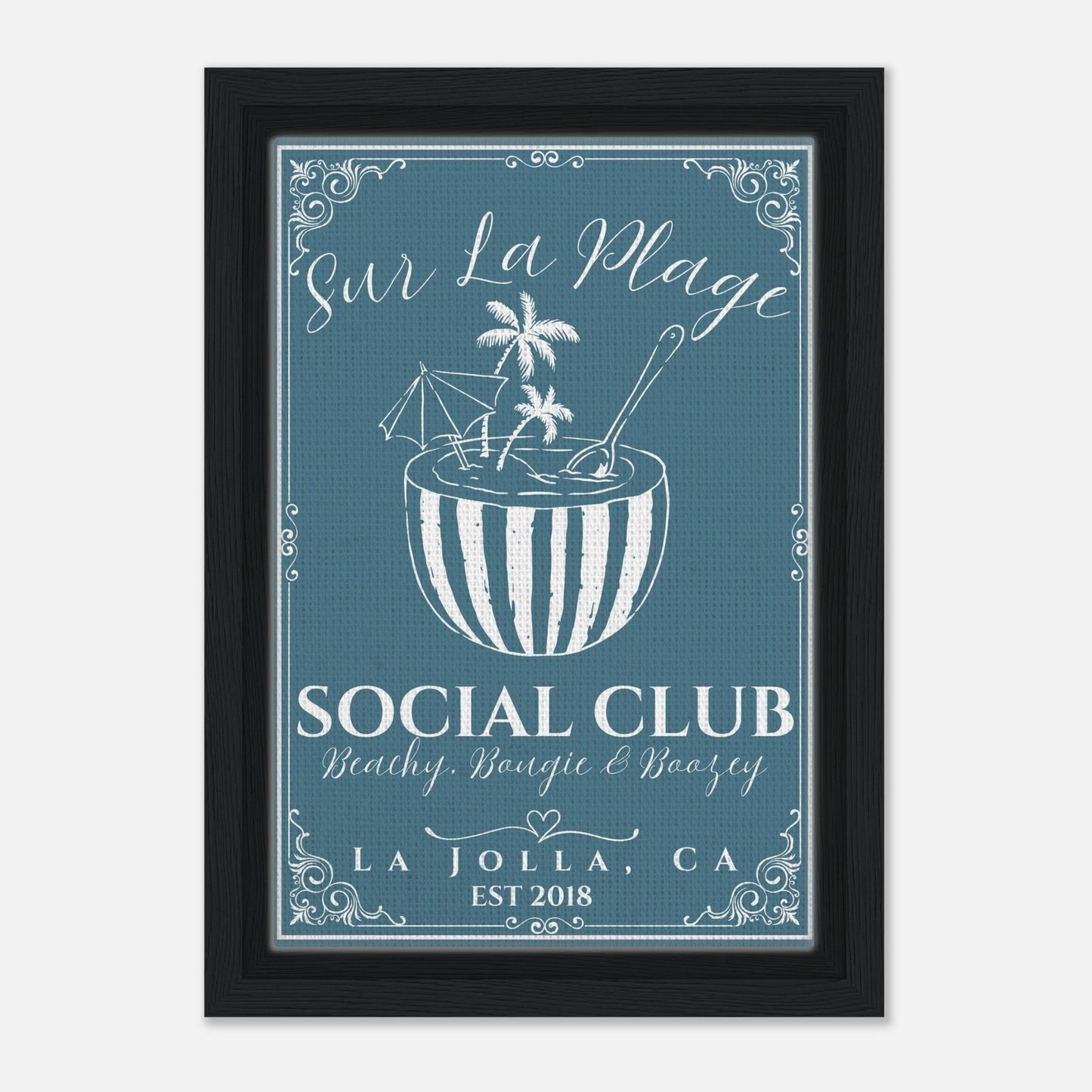 Sur La Plage Social Club Framed Canvas - Out of Office Outfitters - Print Material