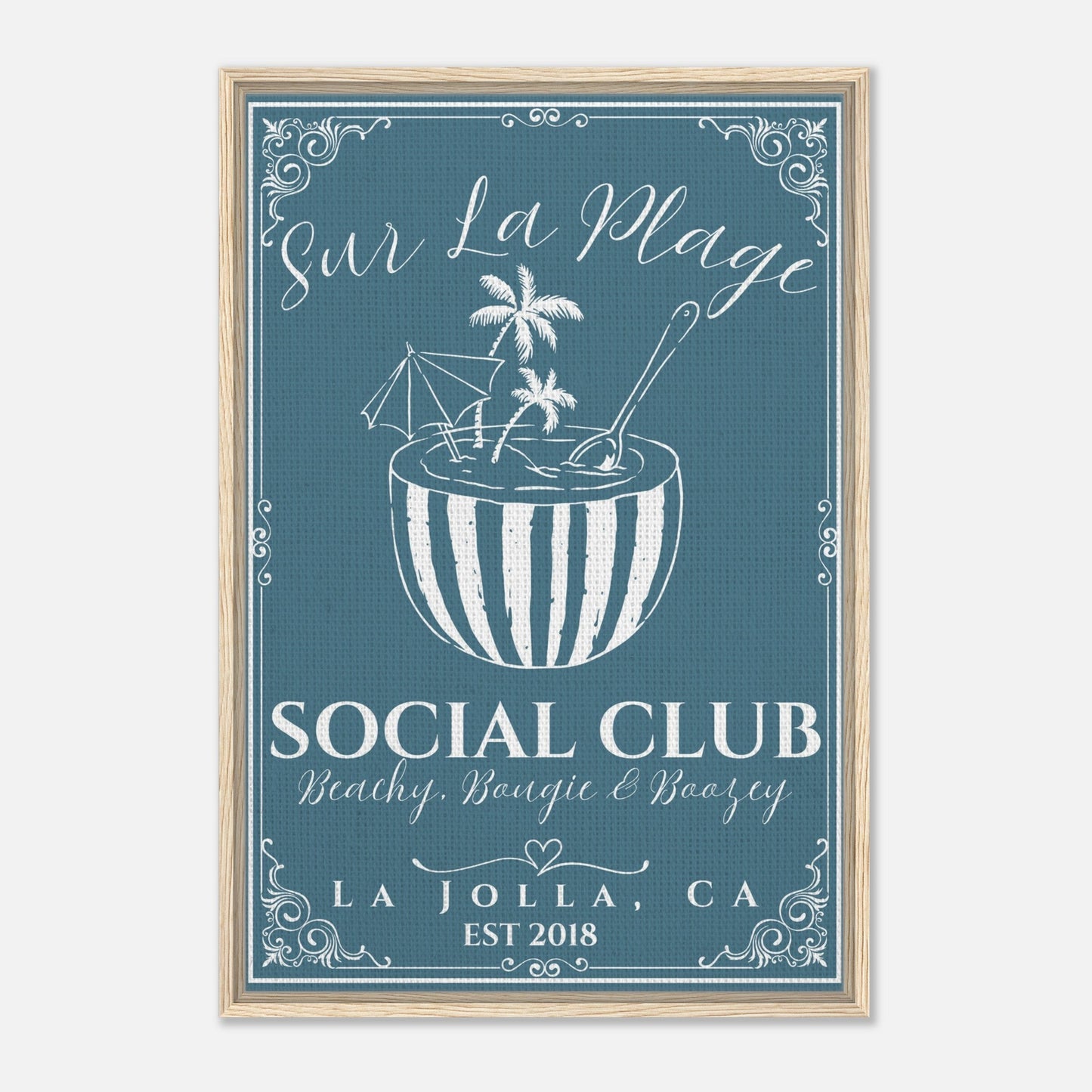 Sur La Plage Social Club Framed Canvas - Out of Office Outfitters - Print Material