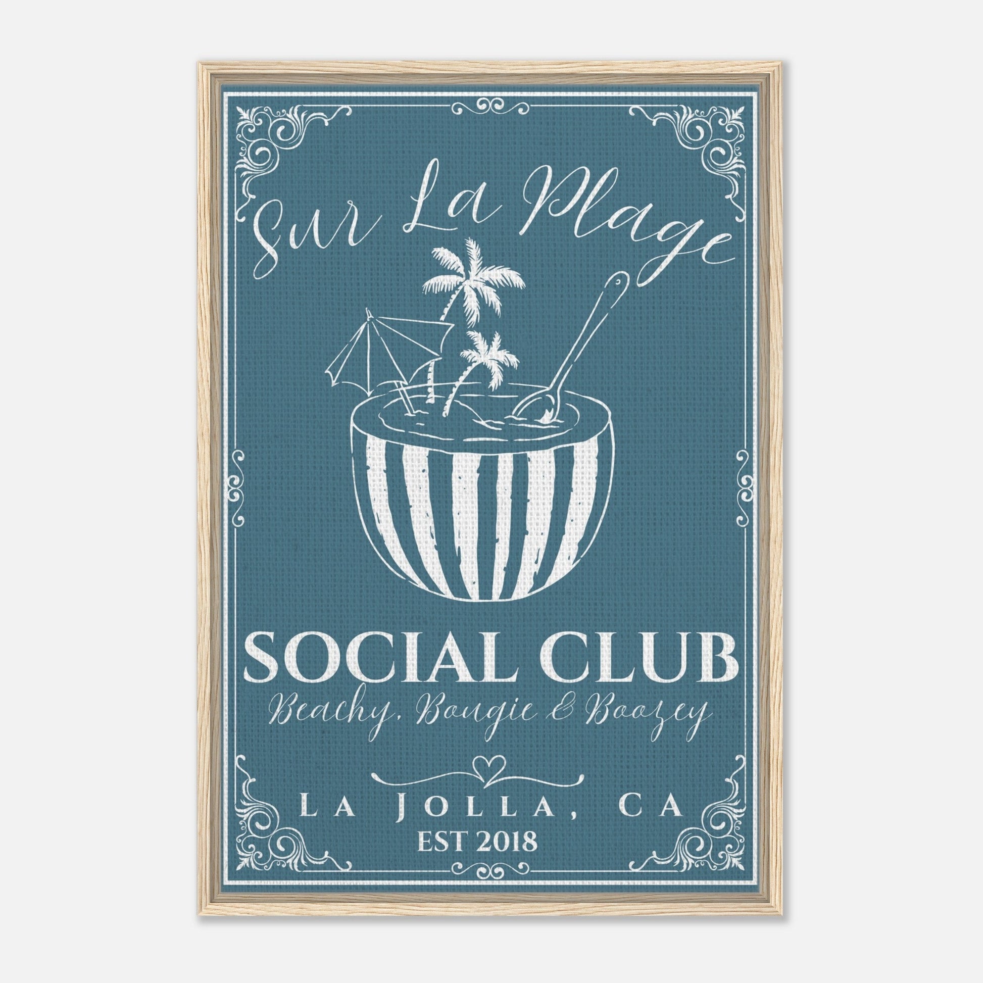 Sur La Plage Social Club Framed Canvas - Out of Office Outfitters - Print Material