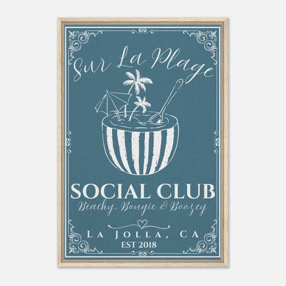 Sur La Plage Social Club Framed Canvas - Out of Office Outfitters - Print Material