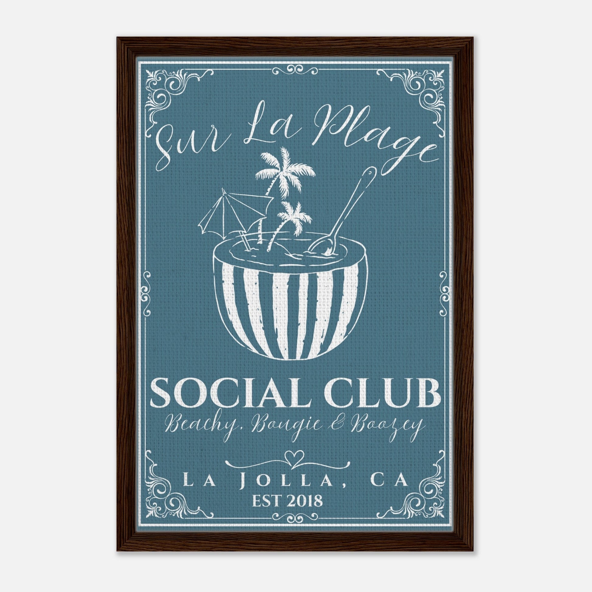 Sur La Plage Social Club Framed Canvas - Out of Office Outfitters - Print Material