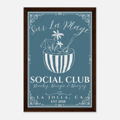 Sur La Plage Social Club Framed Canvas - Out of Office Outfitters - Print Material