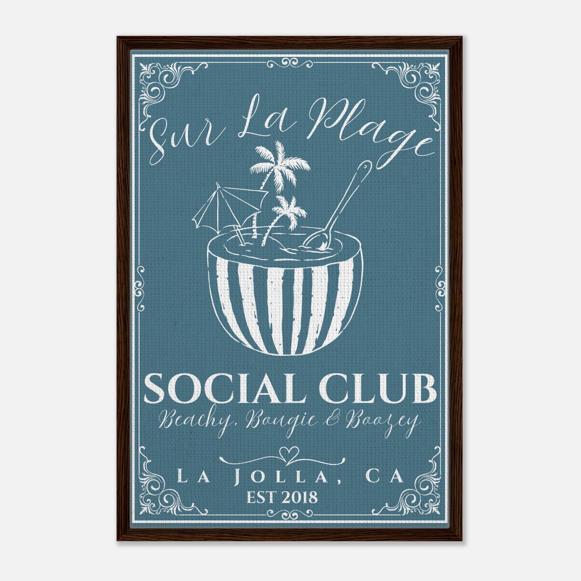 Sur La Plage Social Club Framed Canvas - Out of Office Outfitters - Print Material