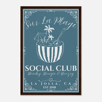 Sur La Plage Social Club Framed Canvas - Out of Office Outfitters - Print Material