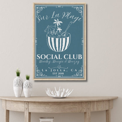 Sur La Plage Social Club Framed Canvas - Out of Office Outfitters - Print Material