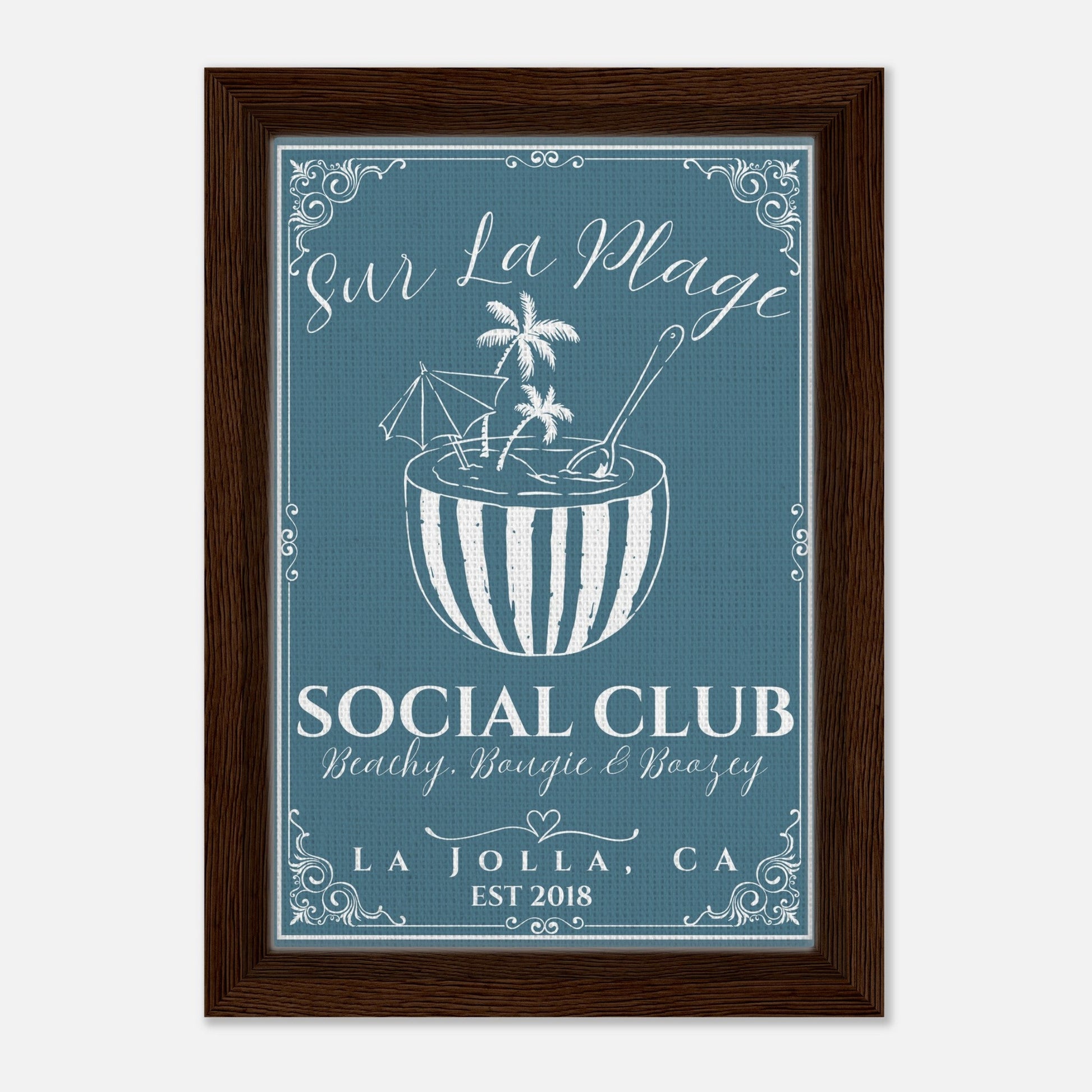 Sur La Plage Social Club Framed Canvas - Out of Office Outfitters - Print Material