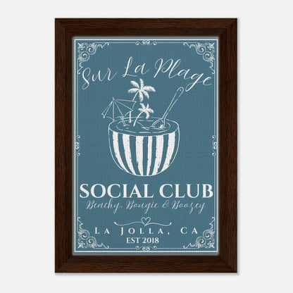 Sur La Plage Social Club Framed Canvas - Out of Office Outfitters - Print Material