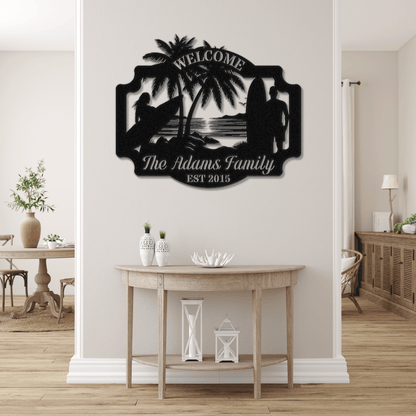 Surf Couple Welcome Sign - Out of Office Outfitters - Die - Cut Sign