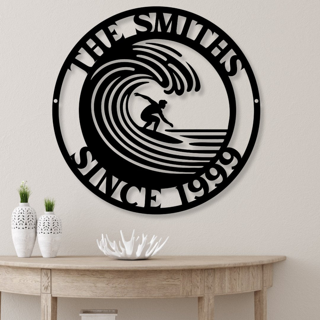 Surf Family Metal Wall Art - Out of Office Outfitters - Die - Cut Sign