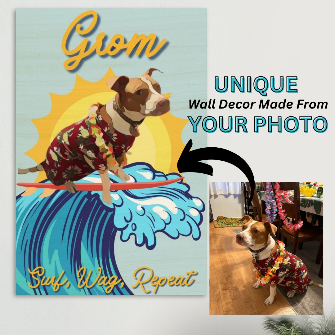 Surf Pup Wood Print - Out of Office Outfitters - Print Material