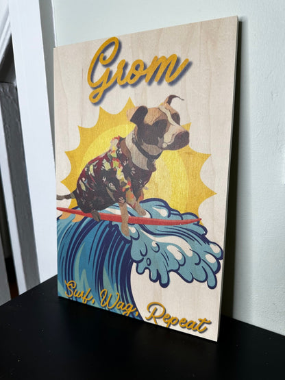 Surf Pup Wooden Wall Art - Out of Office Outfitters - Print Material