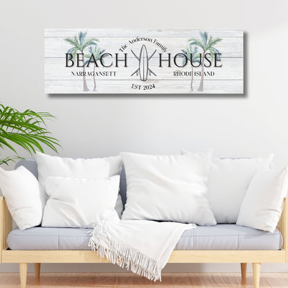 Surfboard Beach House Canvas - Out of Office Outfitters - Print Material