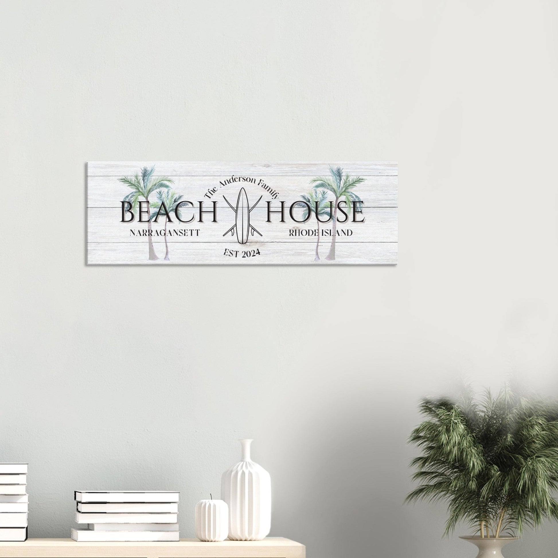 Surfboard Beach House Canvas - Out of Office Outfitters - Print Material