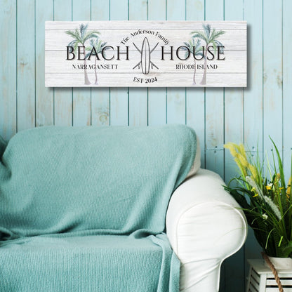 Surfboard Beach House Canvas - Out of Office Outfitters - Print Material