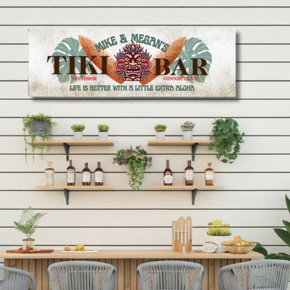 Surfboard Tiki Bar Sign Canvas - Out of Office Outfitters - Print Material