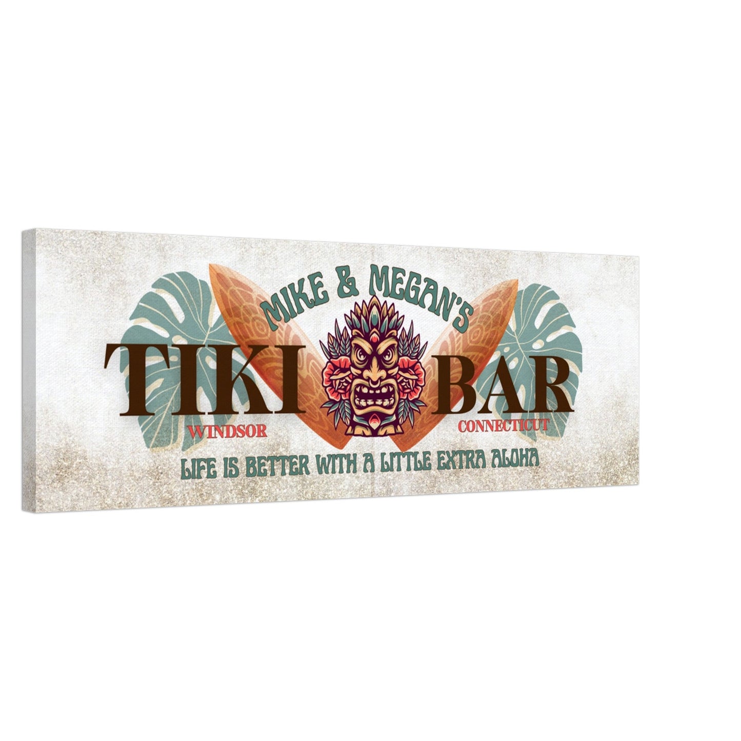 Surfboard Tiki Bar Sign Canvas - Out of Office Outfitters - Print Material