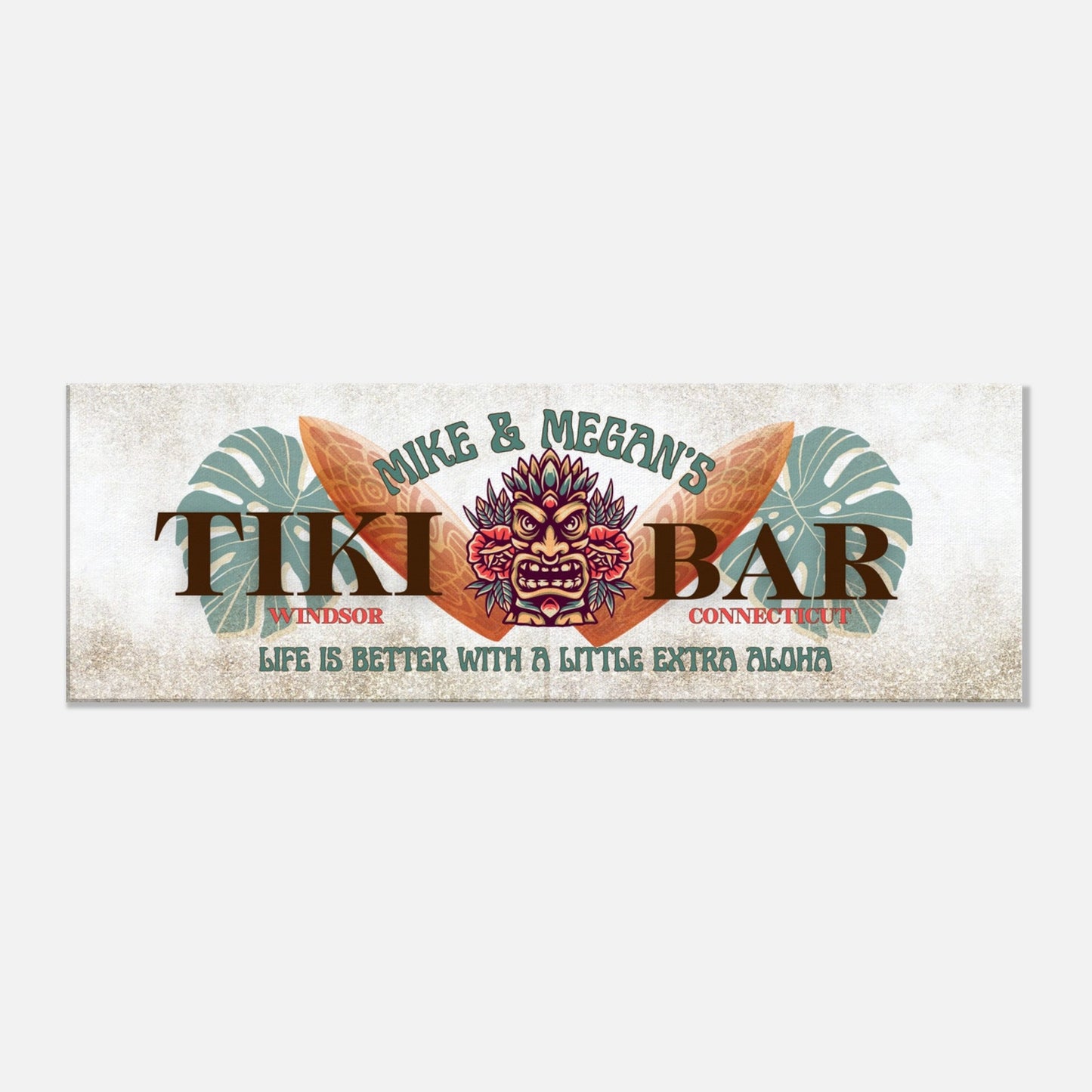 Surfboard Tiki Bar Sign Canvas - Out of Office Outfitters - Print Material