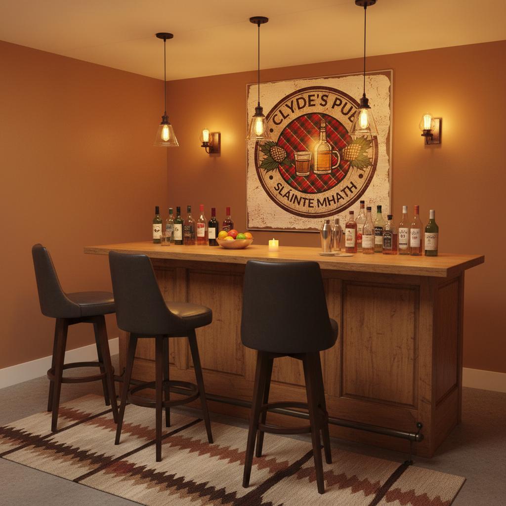 Tartan and Whiskey Scottish Pub Brushed Aluminum Bar Sign - Out of Office Outfitters - Print Material