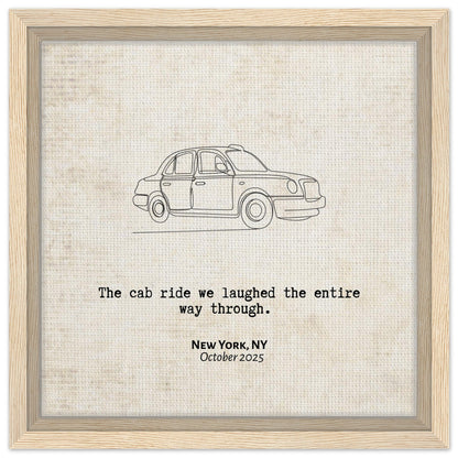 "The Cab Ride We Laughed Through" - Personalized Travel Micro Memory Framed Canvas - Out of Office Outfitters - Print Material