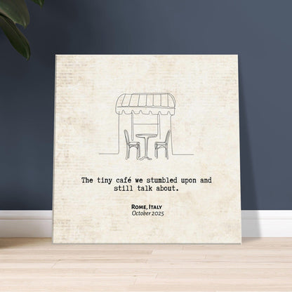 "The Cafe We Still Talk About" - Personalized Travel Micro Memory Canvas - Out of Office Outfitters - 