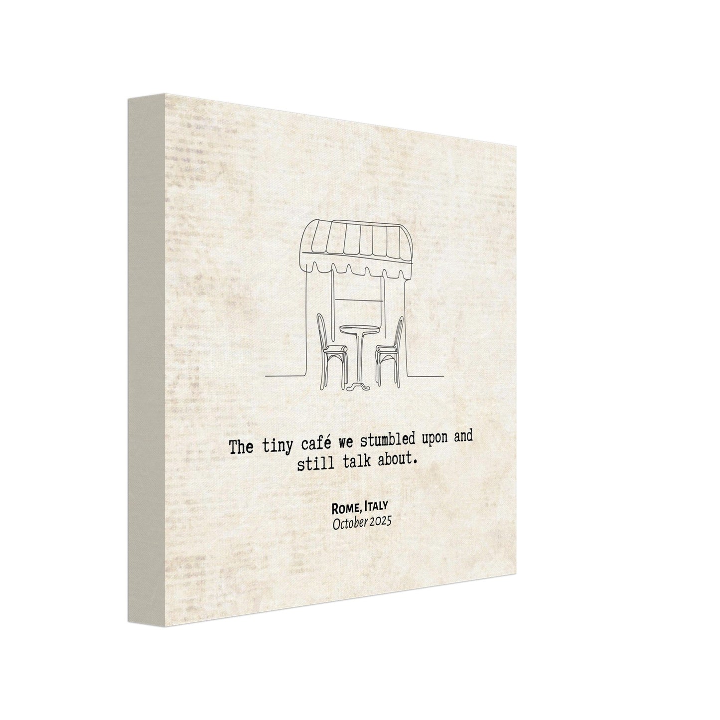 "The Cafe We Still Talk About" - Personalized Travel Micro Memory Canvas - Out of Office Outfitters - 