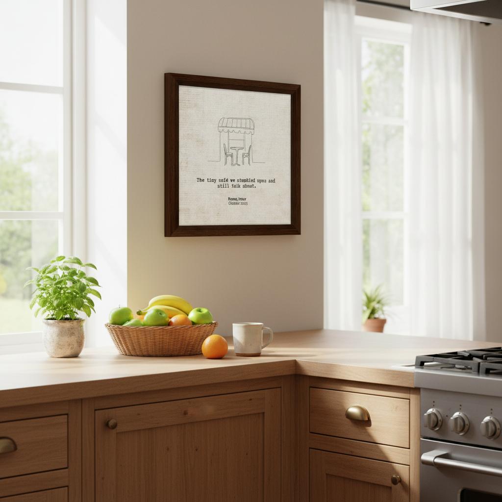 "The Cafe We Still Talk About" - Personalized Travel Micro Memory Framed Canvas - Out of Office Outfitters - Print Material