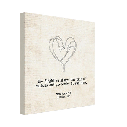 "The Flight We Shared Earbuds" - Personalized Travel Micro Memory Canvas - Out of Office Outfitters - 