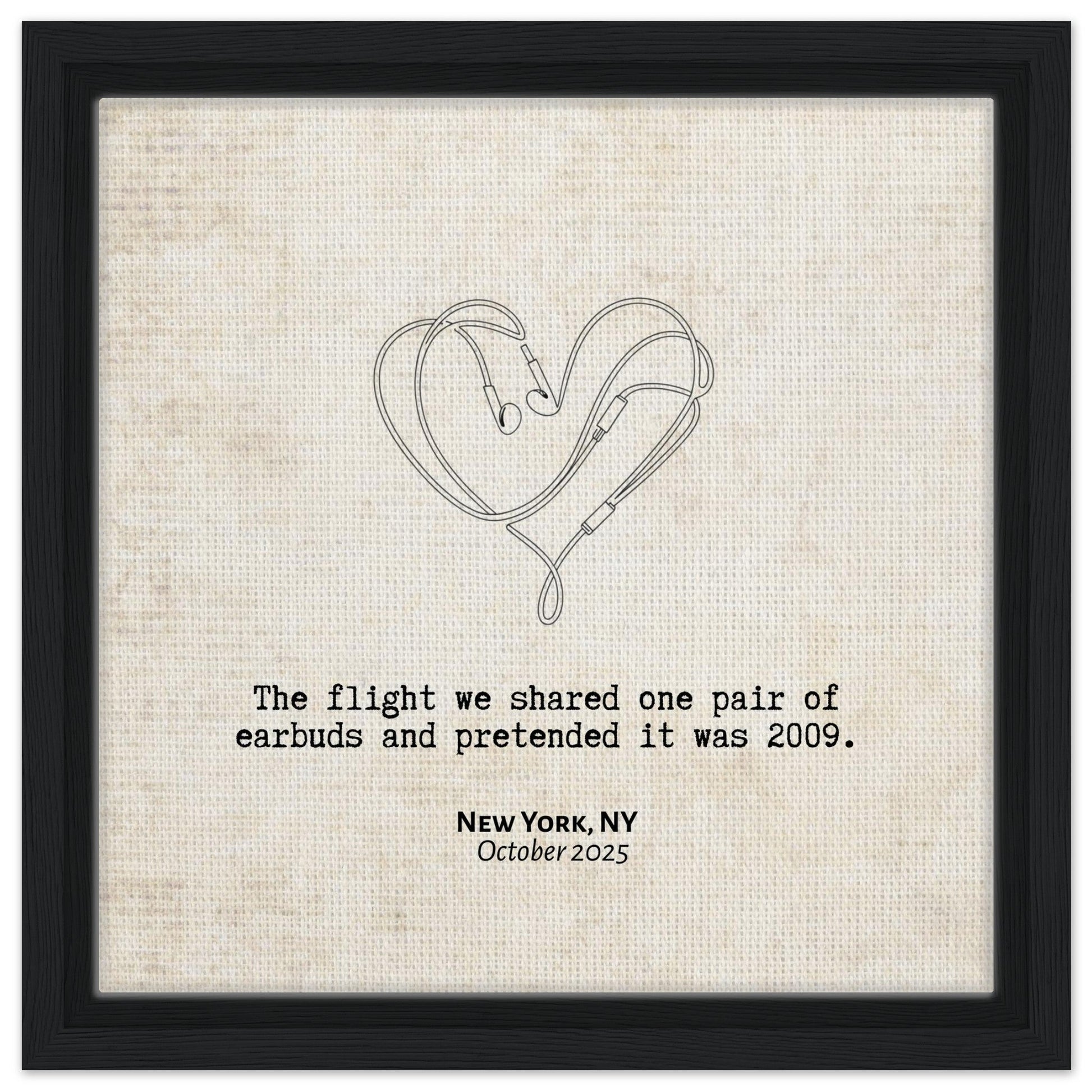 "The Flight We Shared Earbuds" - Personalized Travel Micro Memory Framed Canvas - Out of Office Outfitters - Print Material