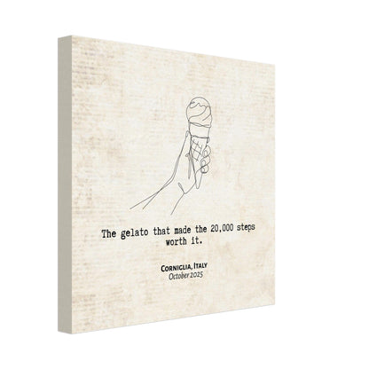 "The Gelato Worth 20,000 Steps" - Personalized Travel Micro Memory Canvas - Out of Office Outfitters - 