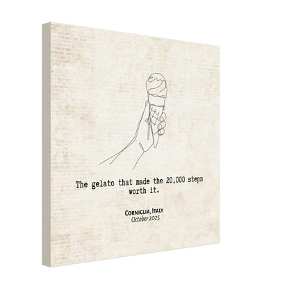 "The Gelato Worth 20,000 Steps" - Personalized Travel Micro Memory Canvas - Out of Office Outfitters - 