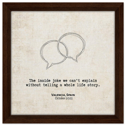 "The Inside Joke We Can't Explain" - Personalized Travel Micro Memory Framed Canvas - Out of Office Outfitters - Print Material