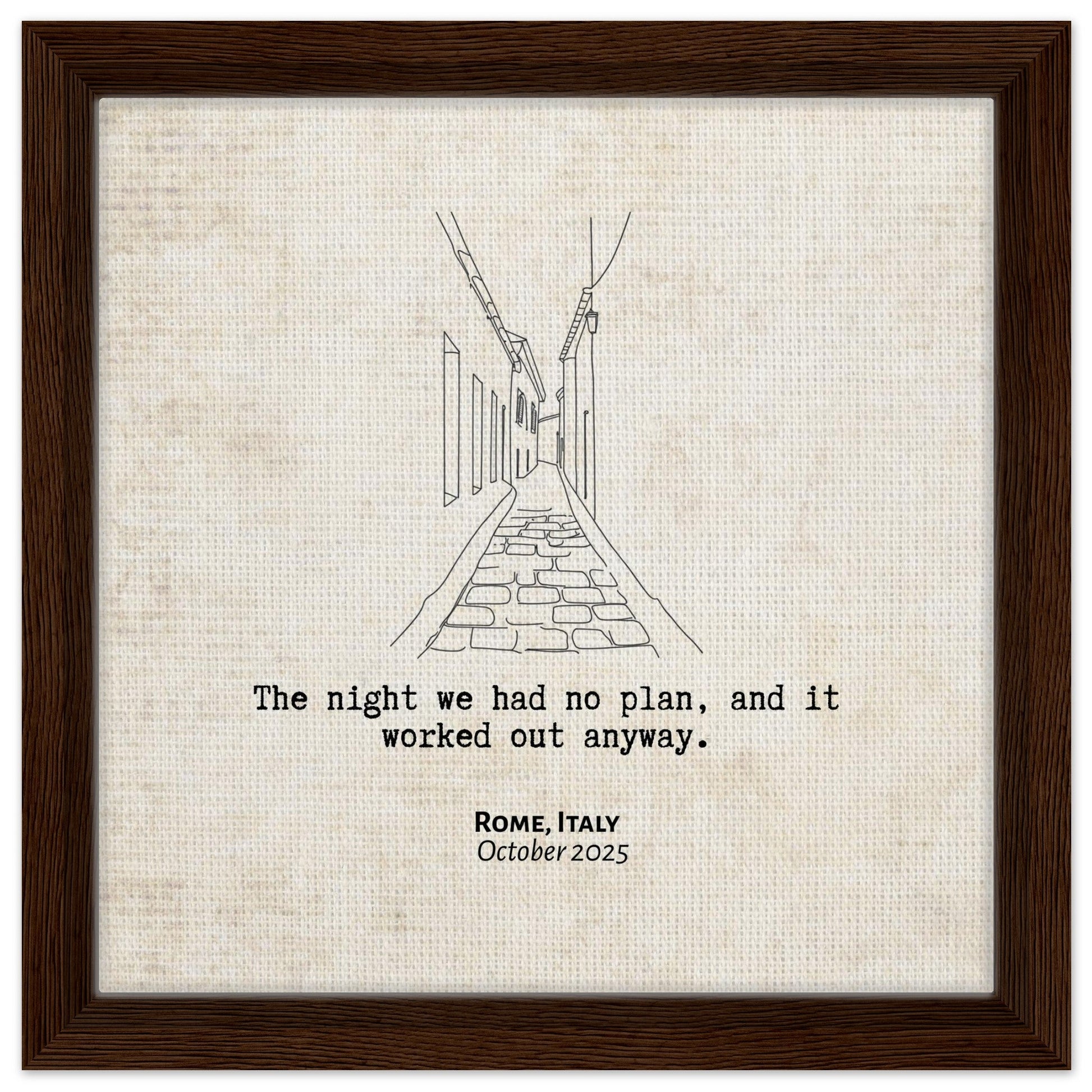 "The Night We Had No Plan" - Personalized Travel Micro Memory Framed Canvas - Out of Office Outfitters - Print Material
