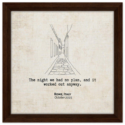 "The Night We Had No Plan" - Personalized Travel Micro Memory Framed Canvas - Out of Office Outfitters - Print Material