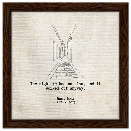 "The Night We Had No Plan" - Personalized Travel Micro Memory Framed Canvas - Out of Office Outfitters - Print Material