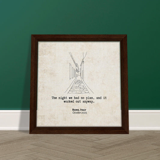 "The Night We Had No Plan" - Personalized Travel Micro Memory Framed Canvas - Out of Office Outfitters - Print Material