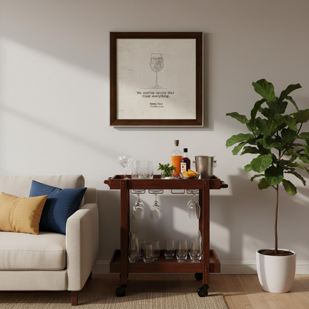 "The Rooftop Spritz" - Personalized Travel Micro Memory Framed Canvas - Out of Office Outfitters - Print Material