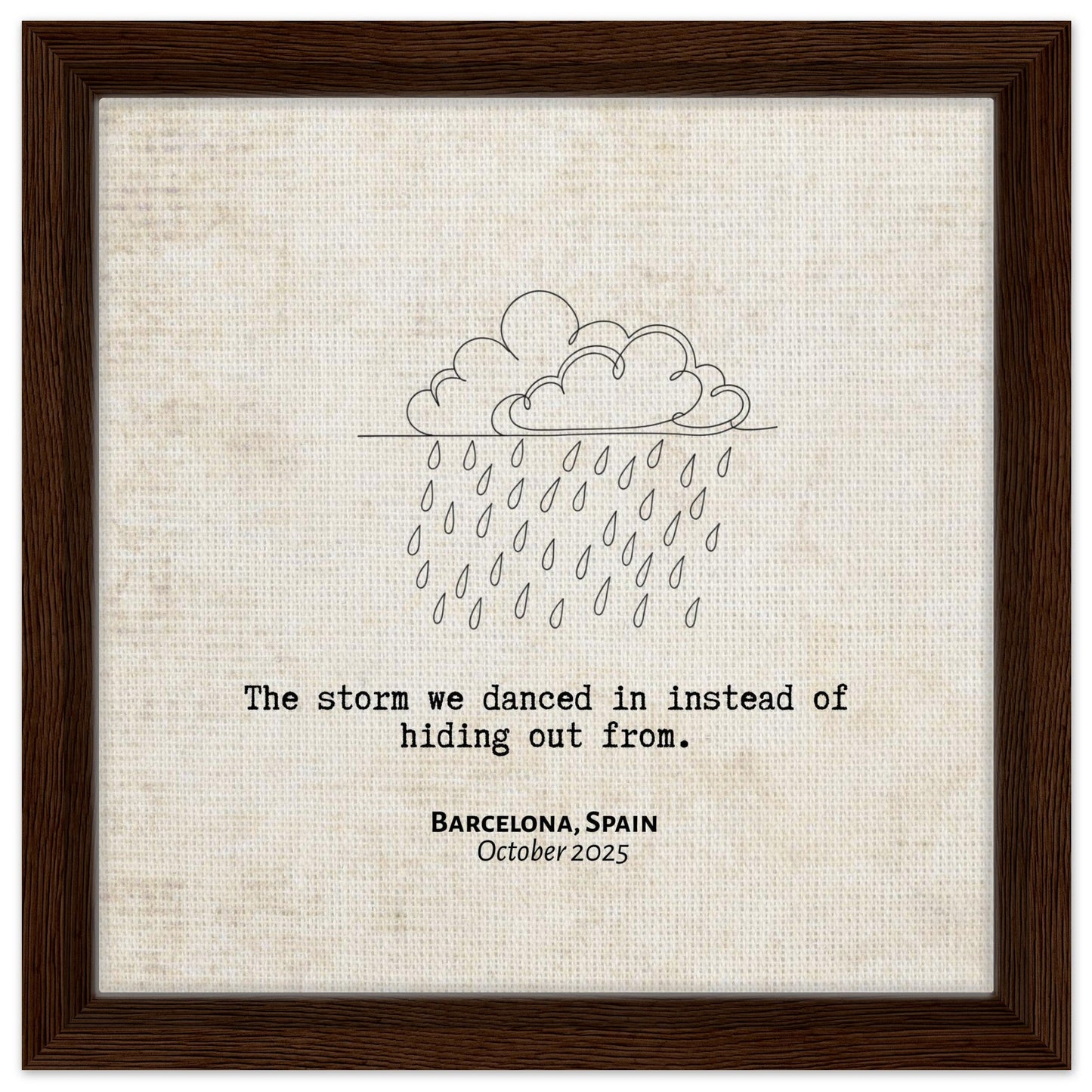 "The Storm We Danced In" - Personalized Travel Micro Memory Framed Canvas - Out of Office Outfitters - Print Material