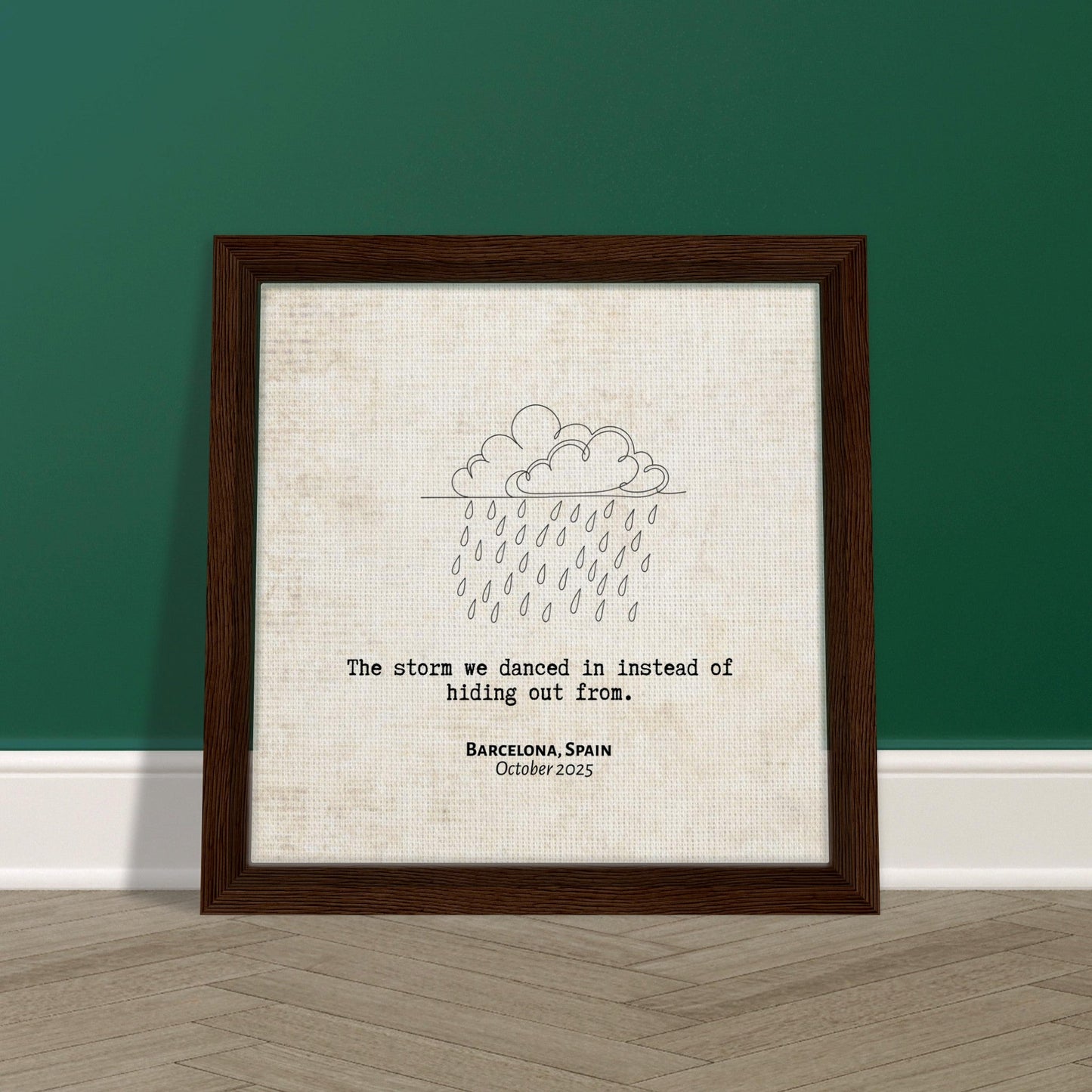 "The Storm We Danced In" - Personalized Travel Micro Memory Framed Canvas - Out of Office Outfitters - Print Material