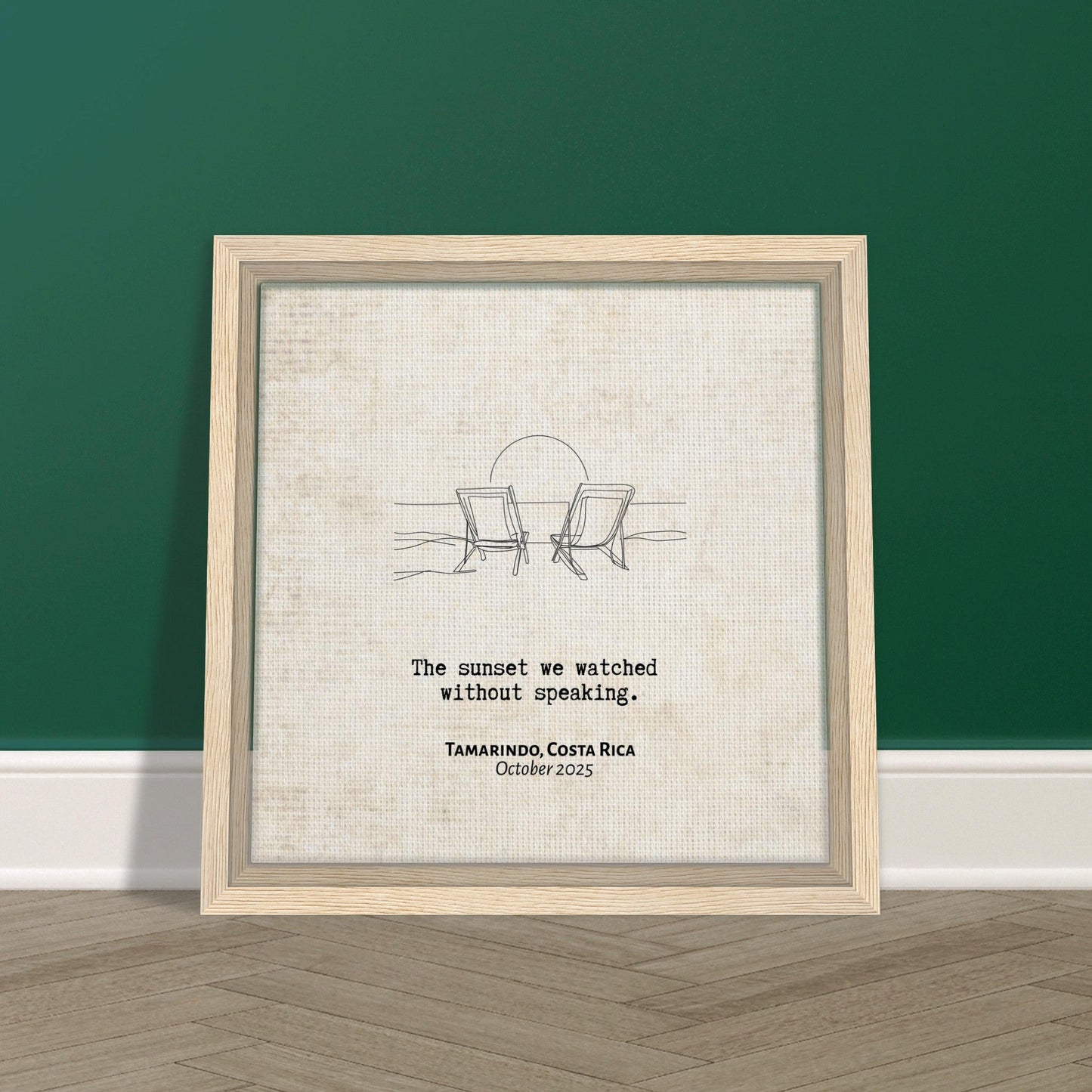 "The Sunset Without Speaking" - Personalized Travel Micro Memory Framed Canvas - Out of Office Outfitters - Print Material