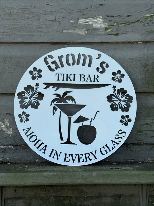 Tiki Bar Metal Sign (Personalize Me!) - Out of Office Outfitters - Die - Cut Sign