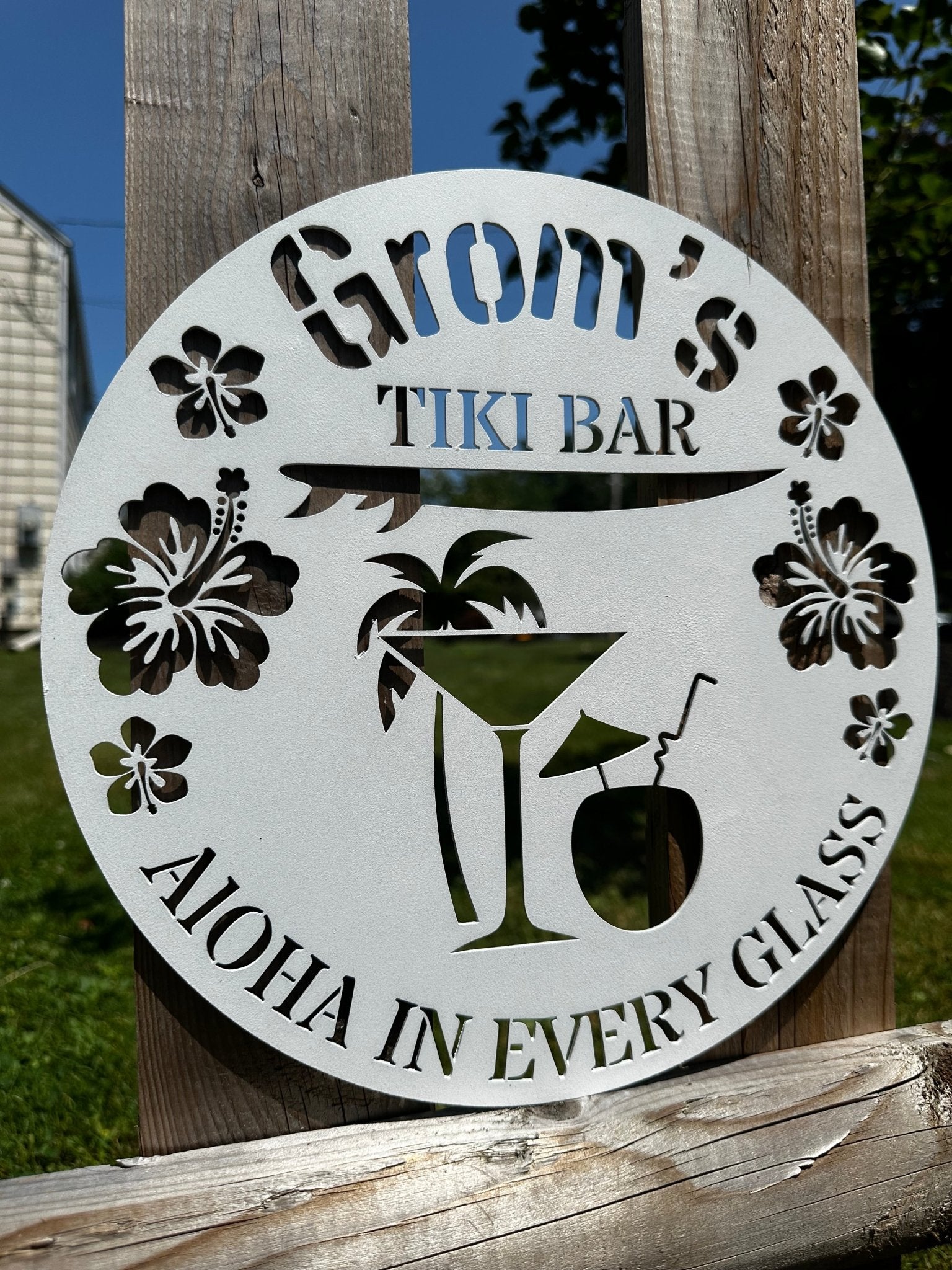 Tiki Bar Metal Sign (Personalize Me!) - Out of Office Outfitters - Die - Cut Sign