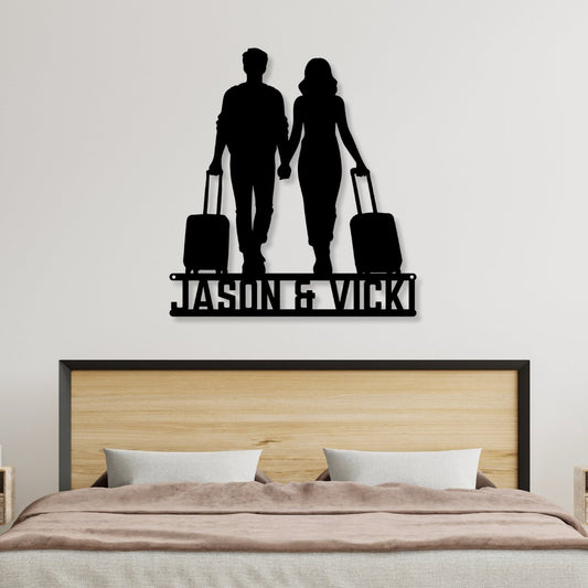 Travel Couple Metal Sign (Personalize Me!) - Out of Office Outfitters - Die - Cut Sign