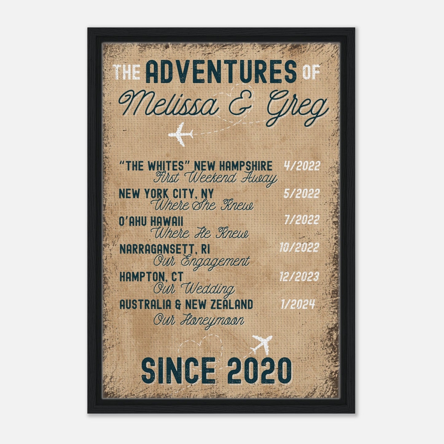 Travel Story Framed Canvas - Out of Office Outfitters - Print Material