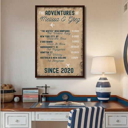 Travel Story Framed Canvas - Out of Office Outfitters - Print Material