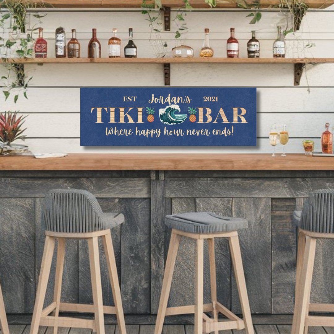 Tropical Tiki Bar Sign Canvas - Out of Office Outfitters - Print Material