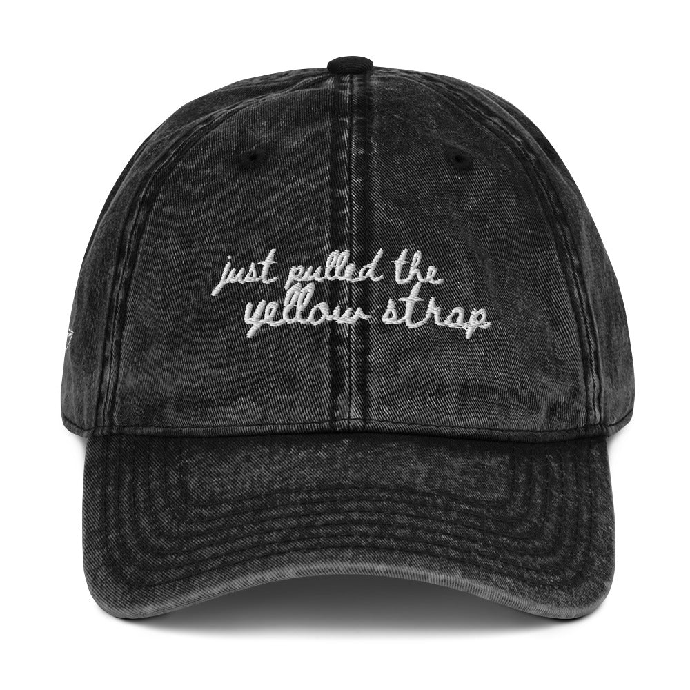 "Just pulled the yellow strap" Funny Travel Hat for Theme Park Lovers - mockup
