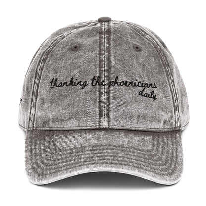 "Thanking the Phoenicians Daily" Funny Travel Hat for Theme Park Lovers- mockup