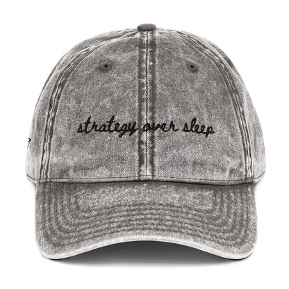 "Strategy over sleep" funny travel hat for theme park lovers - mockup